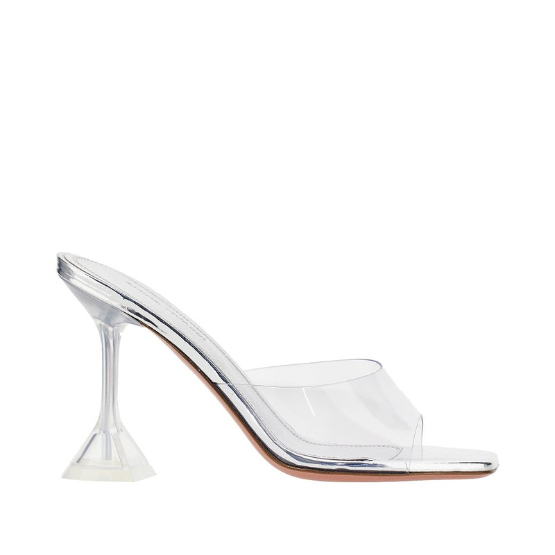 Amina Muaddi Amina Muaddi Lupita Glass PVC Mules Silver - World Class Fashion