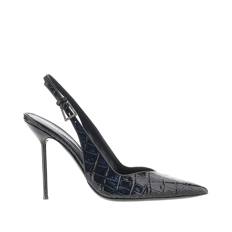 Paris Texas Paris Texas Lidia Croco-embossed Leather Slingback Pump Black - World Class Fashion