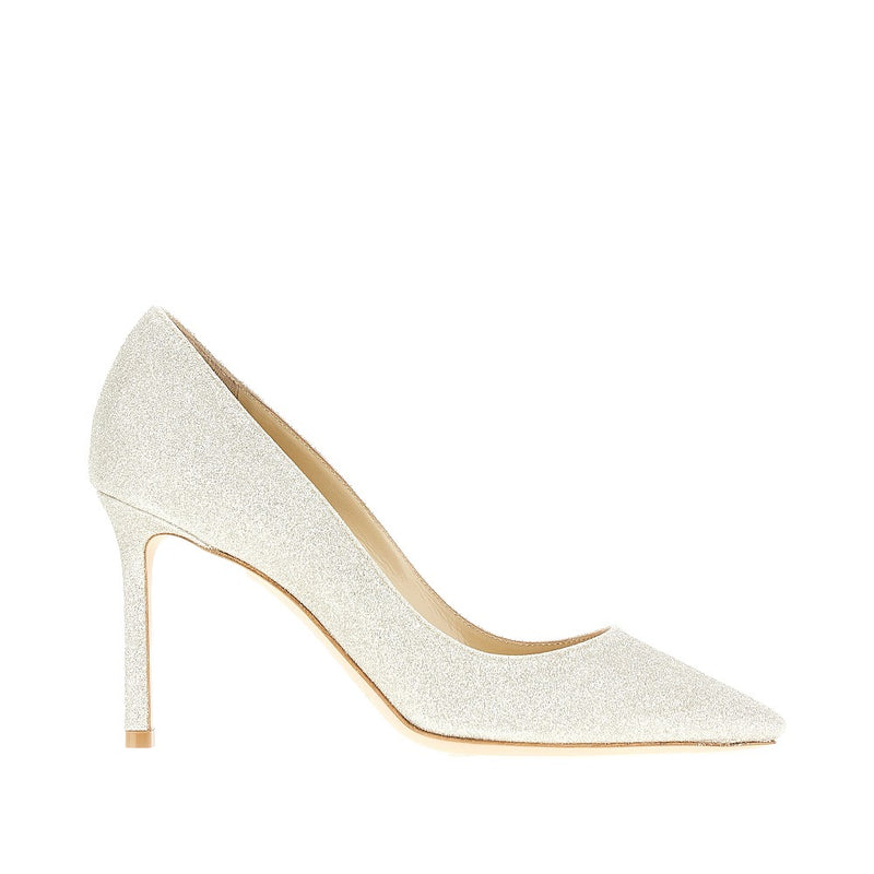 Jimmy Choo Jimmy Choo Romy 85 Glittered Pumps White - World Class Fashion