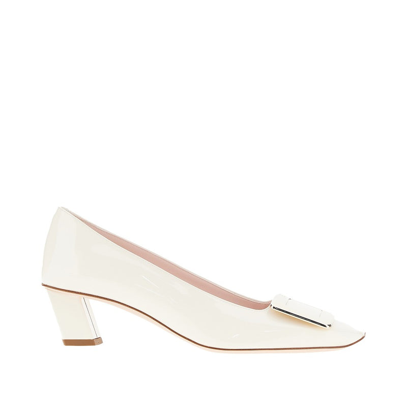 Roger Vivier Roger Vivier Belle Vivier Patent Leather Pumps White - World Class Fashion