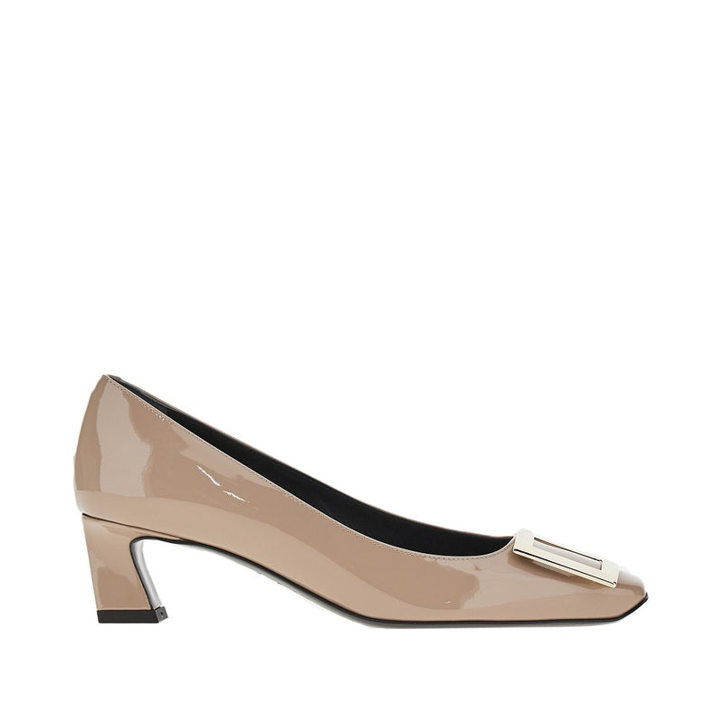 Roger Vivier Roger Vivier Trompette Patent Leather Pumps Beige - World Class Fashion