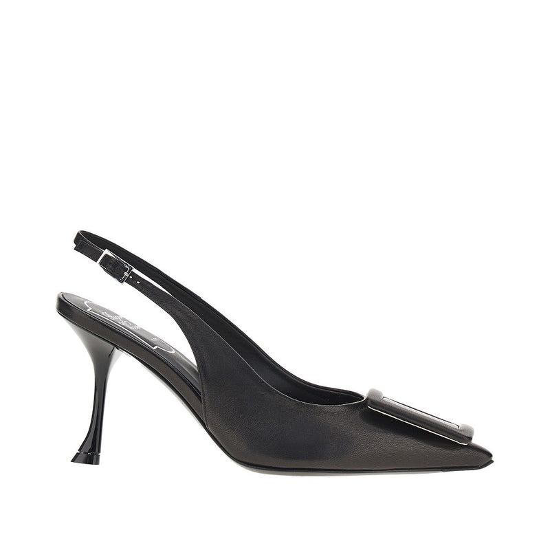 Roger Vivier Roger Vivier Viv In The City Black Slingback Pumps - World Class Fashion