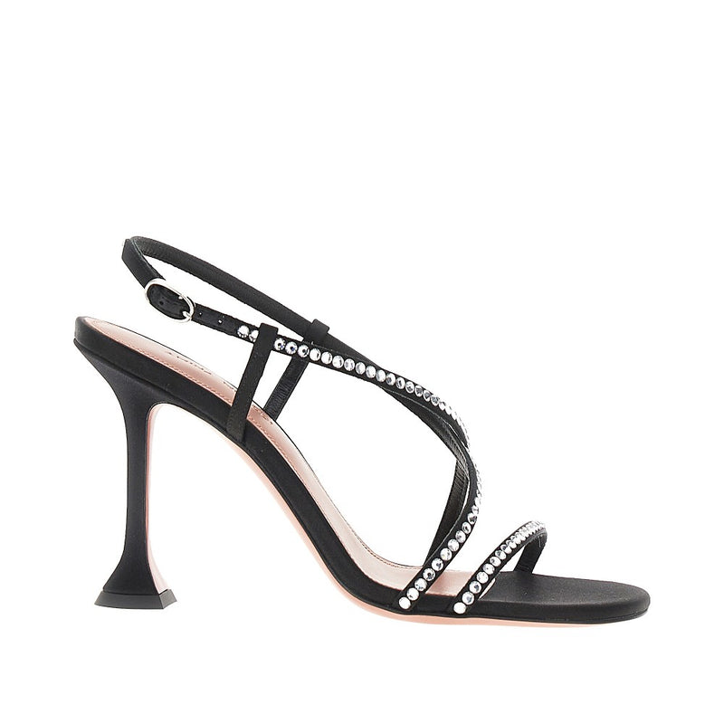Amina Muaddi Amina Muaddi Sally Satin Sandals Black - World Class Fashion