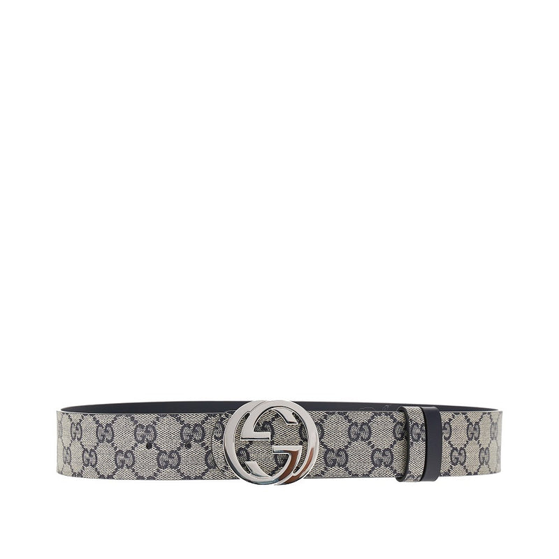 Gucci Gucci GG Fabric and Leather Reversible Belt Blue - World Class Fashion