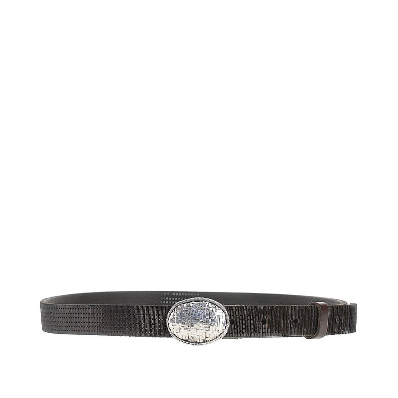 Brunello Cucinelli Brunello Cucinelli Textured Leather Belt Brown - World Class Fashion
