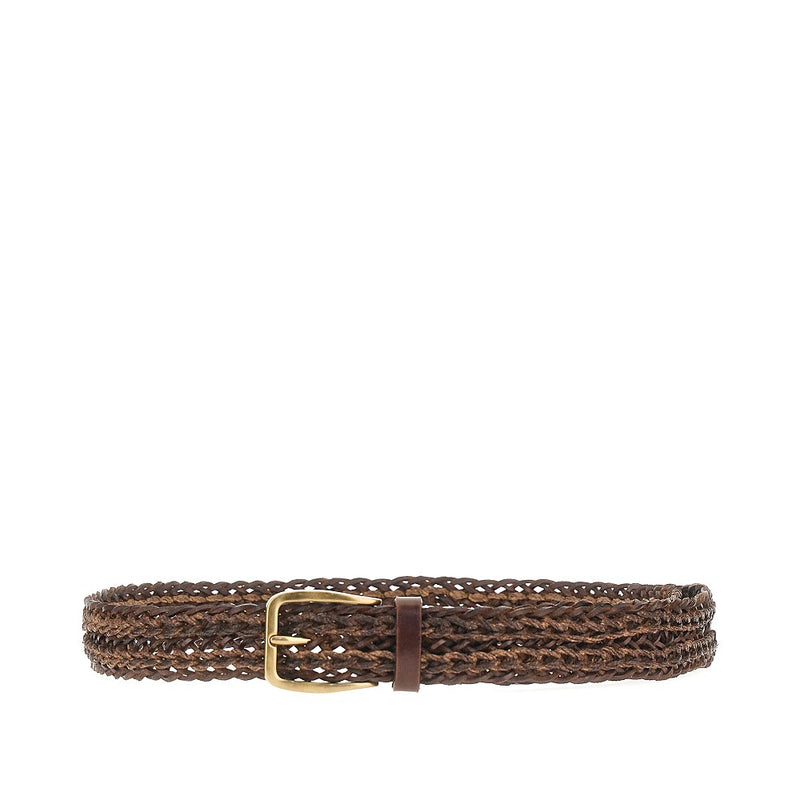 Brunello Cucinelli Brunello Cucinelli Braided Leather Belt Brown - World Class Fashion