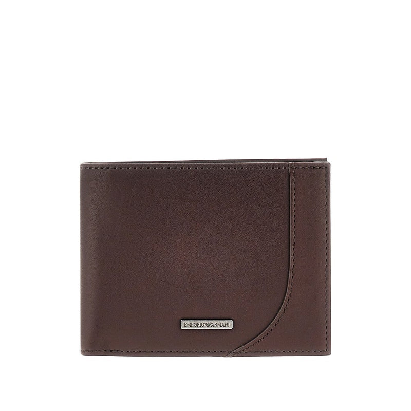 Emporio Armani Emporio Armani Leather Bi-fold Wallet Brown - World Class Fashion