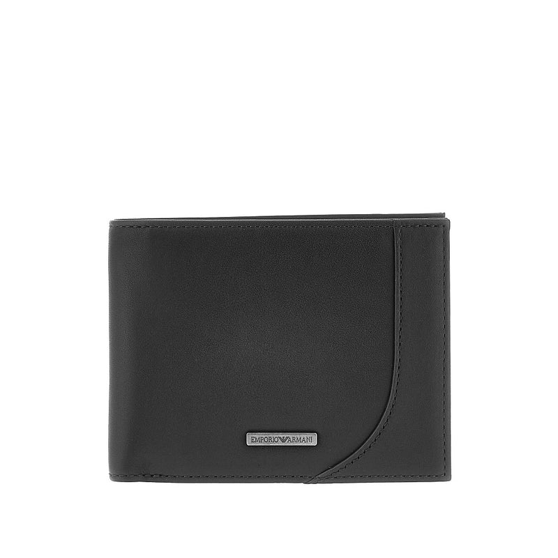 Emporio Armani Emporio Armani Leather Bi-fold Wallet Black - World Class Fashion