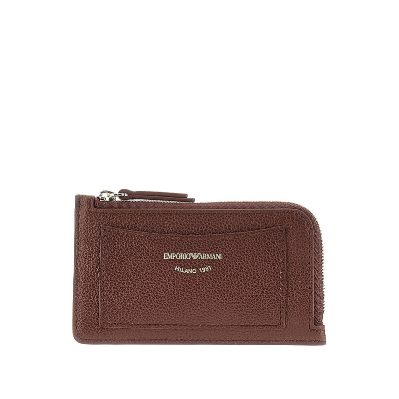 Emporio Armani Emporio Armani Leather Cardholder Pouch Brown - World Class Fashion