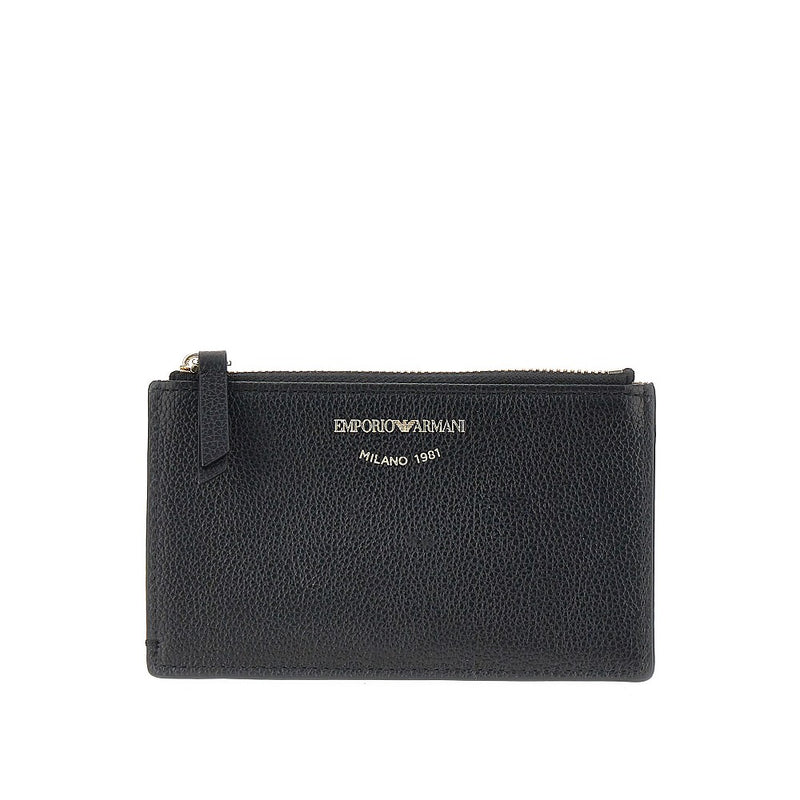 Emporio Armani Emporio Armani Grained Leather Card Holder Black - World Class Fashion