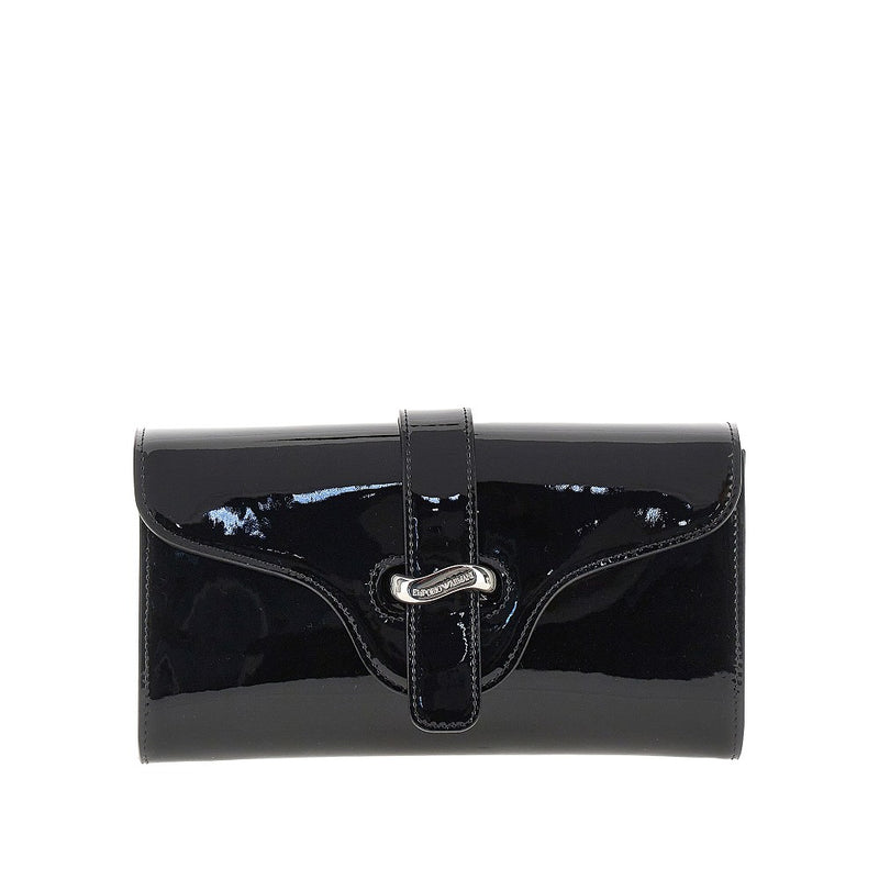 Emporio Armani Emporio Armani Patent Leather Clutch Black Women - World Class Fashion