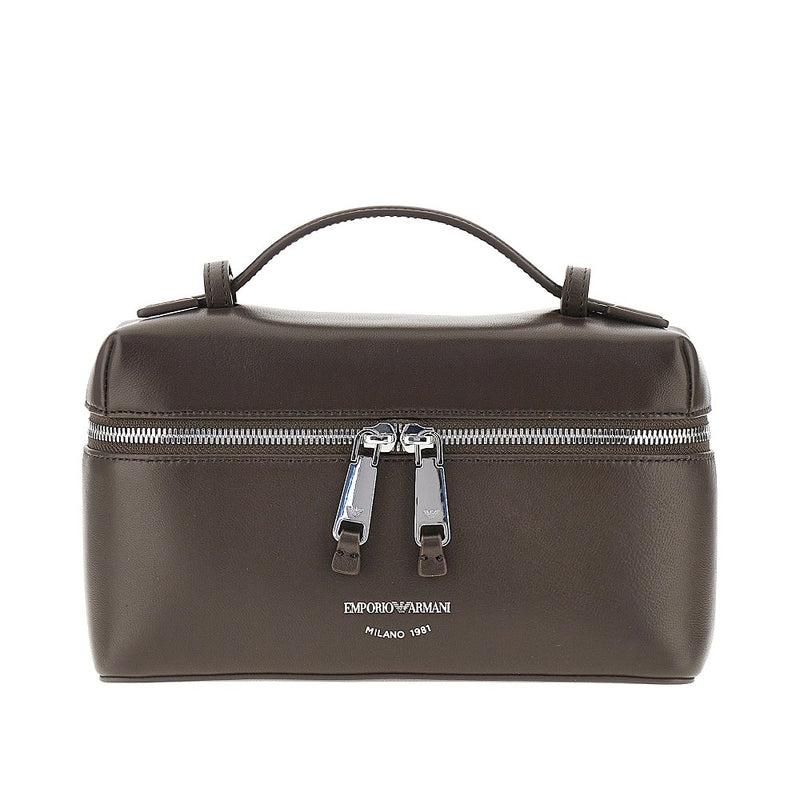Emporio Armani Emporio Armani Vanity Case Nappa Leather Bag Brown - World Class Fashion