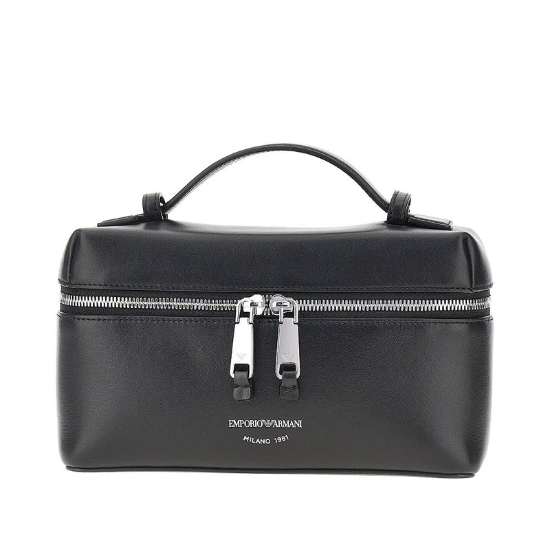Emporio Armani Emporio Armani Vanity Case Nappa Leather Bag Black - World Class Fashion