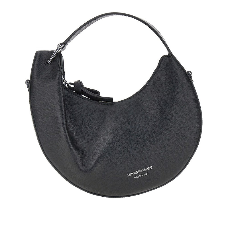 Emporio Armani Emporio Armani Leather Mini Hobo Bag Black - World Class Fashion