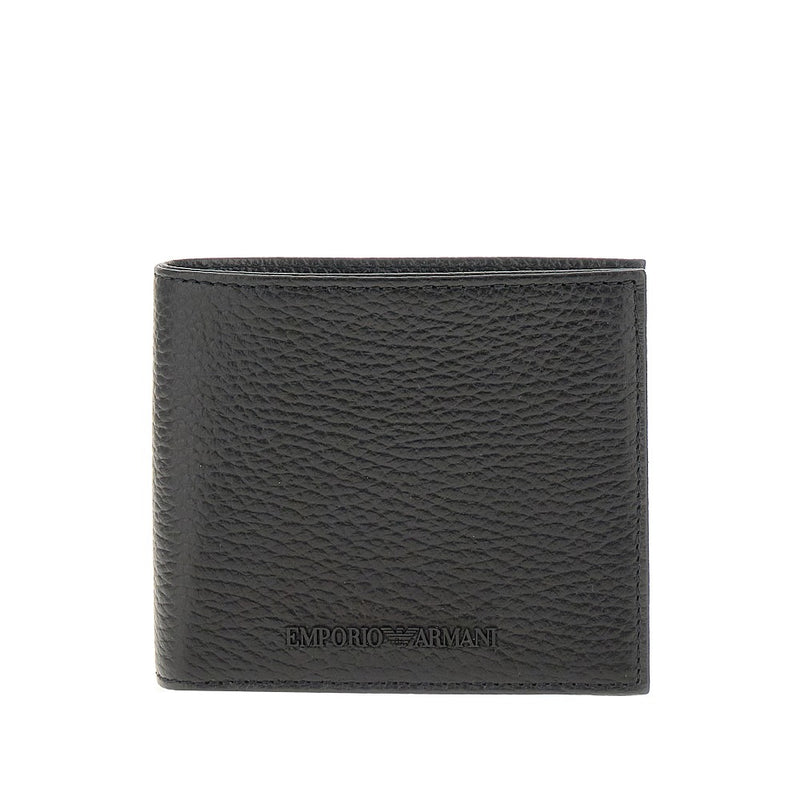 Emporio Armani Emporio Armani Grained Leather Bi-fold Wallet Black - World Class Fashion
