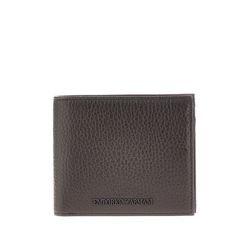 Emporio Armani Emporio Armani Grained Leather Bi-fold Wallet Brown - World Class Fashion