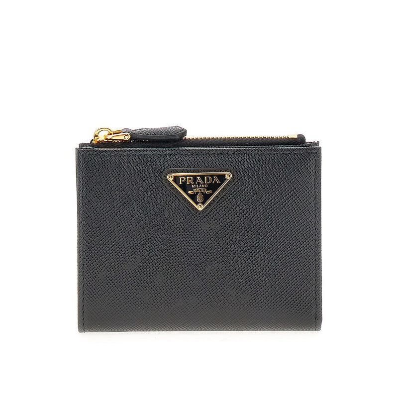 Prada Prada Saffiano Leather Bi-fold Wallet Black - World Class Fashion
