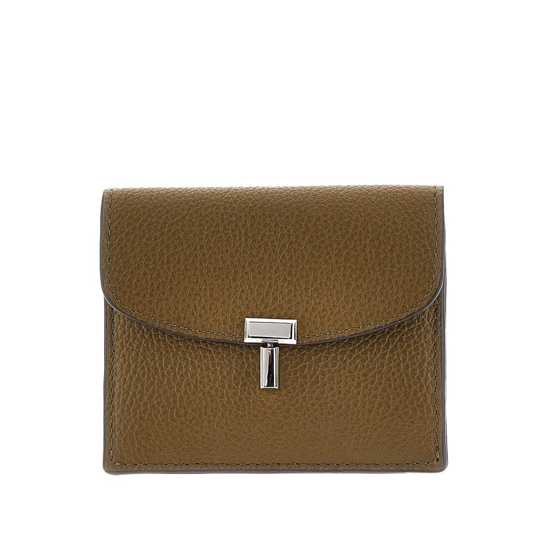 Toteme Toteme T-Lock Grained Leather Cardholder Green - World Class Fashion