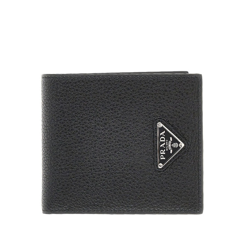 Prada Prada Grained Leather Bi-fold Wallet Black - World Class Fashion