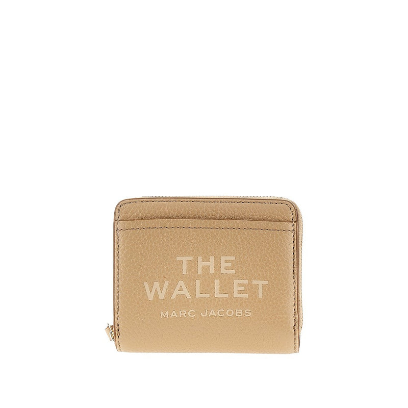 Marc Jacobs Marc Jacobs Grained Leather Mini Compact Wallet Beige - World Class Fashion
