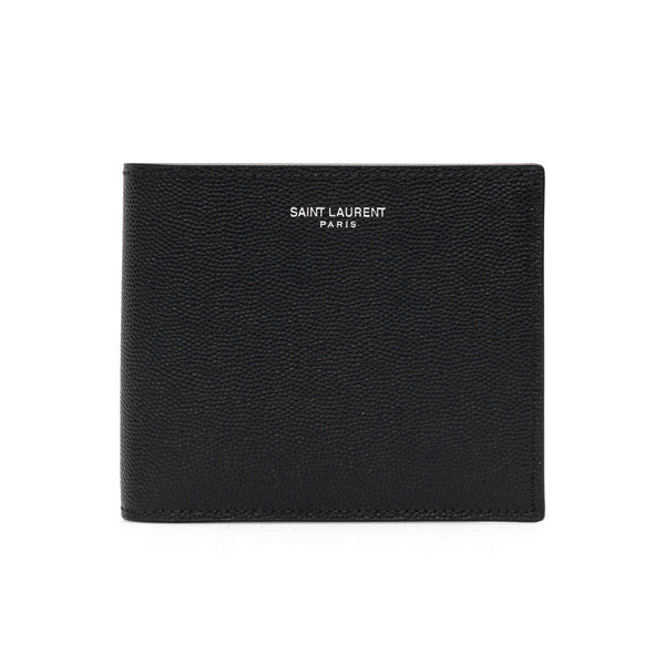 Saint Laurent Saint Laurent Grain De Poudre Leather Bi-fold Wallet Black - World Class Fashion
