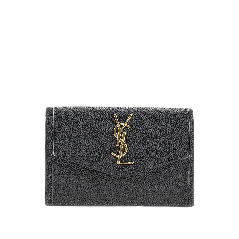 Saint Laurent Saint Laurent Uptown Grain De Poudre Card Case Black - World Class Fashion