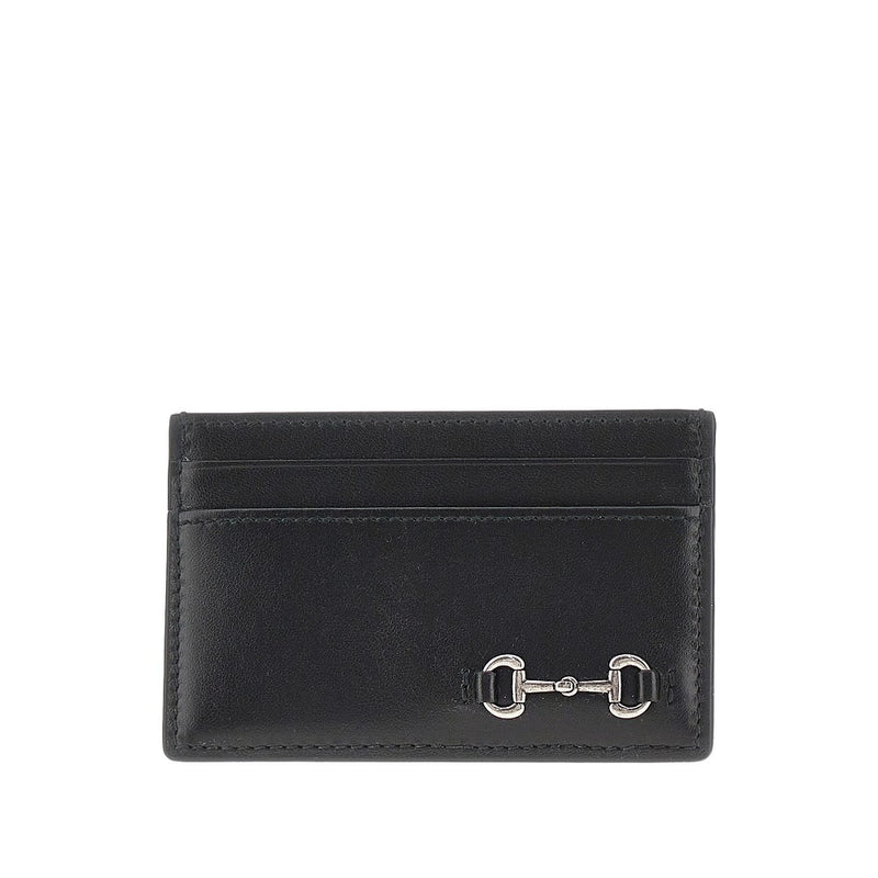 Gucci Gucci Leather Cardholder with Horsebit Detail Black - World Class Fashion