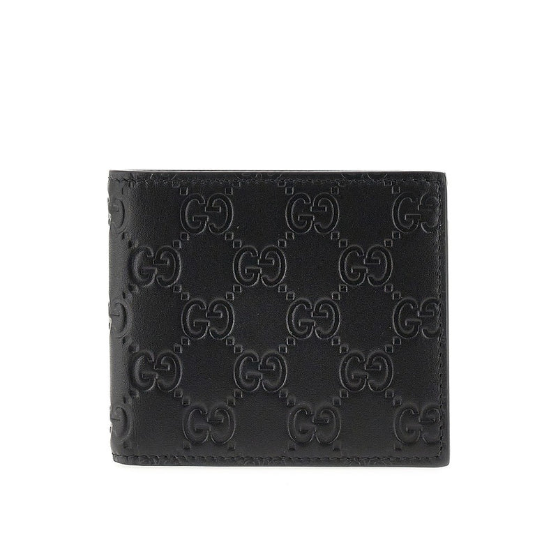 Gucci Gucci GG Emblem Leather Bi-fold Wallet Black - World Class Fashion