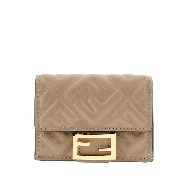 Fendi Fendi Micro Trifold Baguette Wallet Grey - World Class Fashion