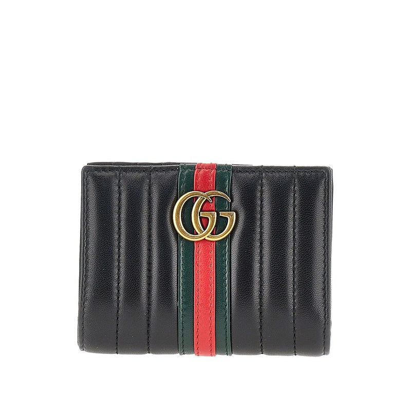 Gucci Gucci GG Marmont Nappa Leather Bi-fold Wallet Black - World Class Fashion