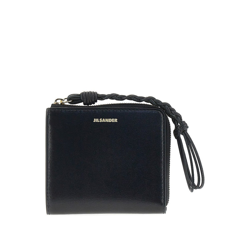 Jil Sander Jil Sander Tangle Leather Zippered Cardholder Black - World Class Fashion