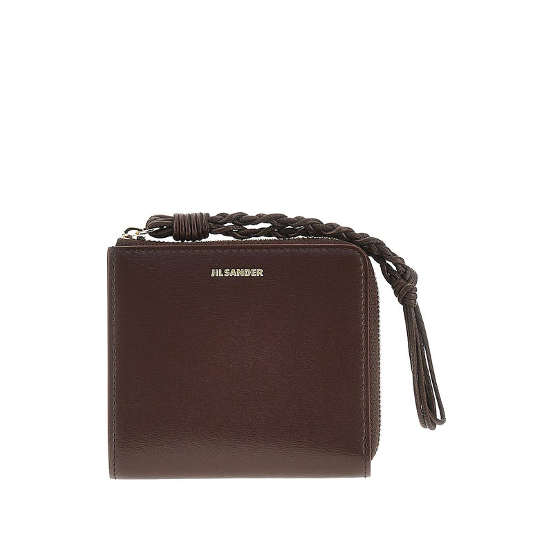 Jil Sander Jil Sander Tangle Leather Zippered Cardholder Brown - World Class Fashion