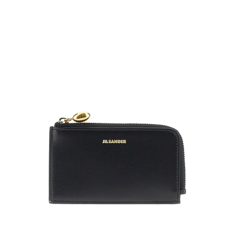 Jil Sander Jil Sander Goji Zippered Leather Cardholder Black - World Class Fashion