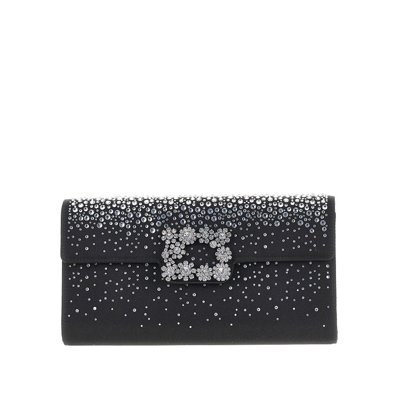 Roger Vivier Roger Vivier Efflorescence Satin Pouch Black - World Class Fashion