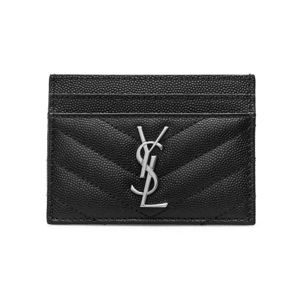 Saint Laurent Saint Laurent Grain De Poudre Leather Cardholder Black - World Class Fashion