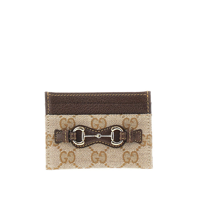 Gucci Gucci GG Canvas Cardholder with Horsebit Brown - World Class Fashion