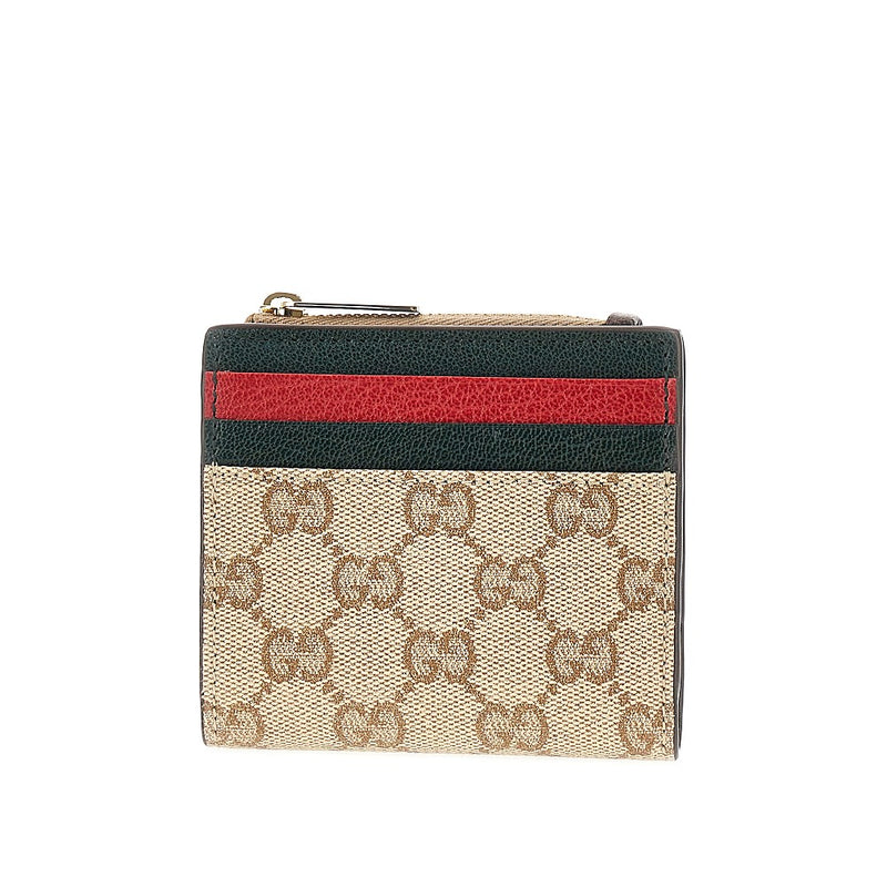 Gucci Gucci Coated GG Fabric Bi-fold Wallet Brown - World Class Fashion