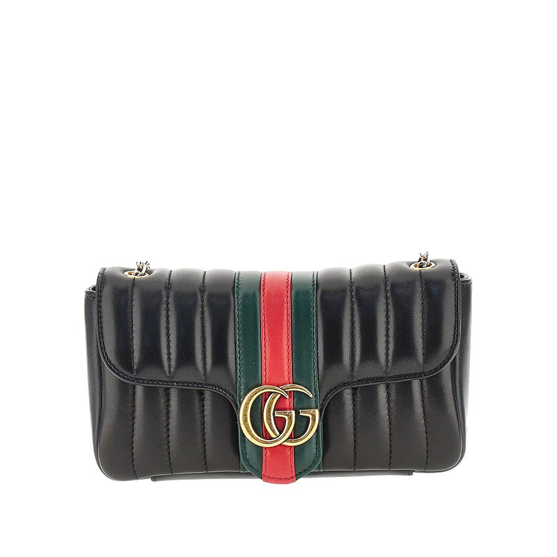 Gucci Gucci Nappa Leather Small Jetset GG Marmont Bag Black - World Class Fashion