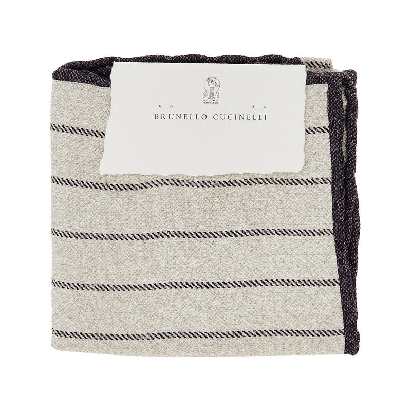 Brunello Cucinelli Brunello Cucinelli Jacquard Silk Pocket Square Beige - World Class Fashion